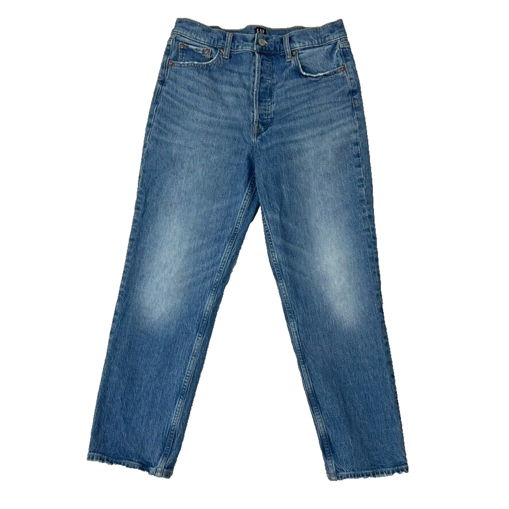 GAP Jeans Women 10/30 Blue High Rise Cheeky Straight Medium Indigo Button Fly